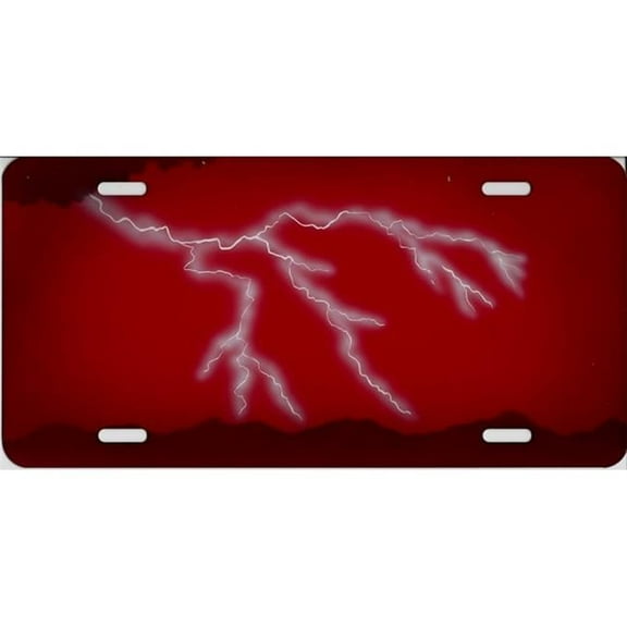 Lightning Clouds Red Airbrush License Plate
