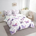 thumbnail image 3 of Castle Fairy Kids Teens Adults Flying Gradient Butterflies Twin Bedding Sets 7-Piece,Chic Floral Rose Bedding Comforter Set Microfiber,Dreamy Princess Breathable Sheet Sets,Lightweight Room Decor, 3 of 8
