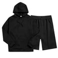 thumbnail image 2 of Dpytoraw Mens Loose Fitting Casual Sports High Street Trend Shorts Hooded Long Sleeved Pullover Set Shorts Set, 2 of 4