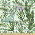 thumbnail image 2 of Tropical Upholstery Fabric by the Yard, Composition of Jungle Palm Leaves and Exotic Flamingos, Decorative Fabric for DIY and Home Accents, Olive Green Multicolor by Ambesonne, 2 of 5