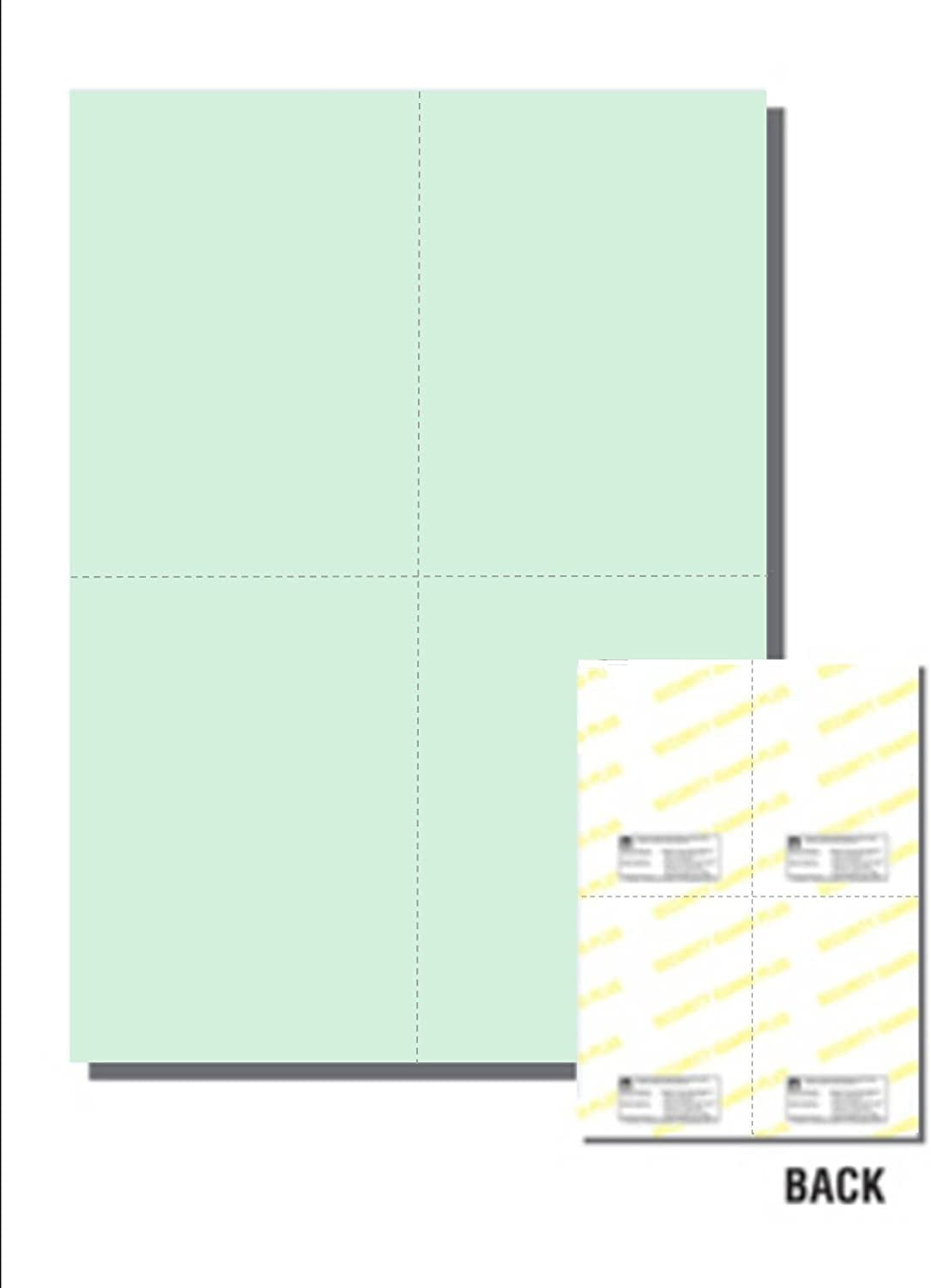 Secure Business Form Paper w Vrt & Hrz Perfs, Green 24lb, 8.5"x 11"-1,000 Sheets