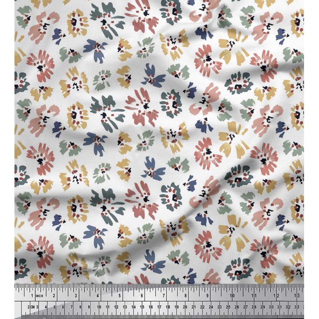 Soimoi Coton Popeline Fleur Artistique Tissu Imprimé 1 Yard 42 Inch Wide