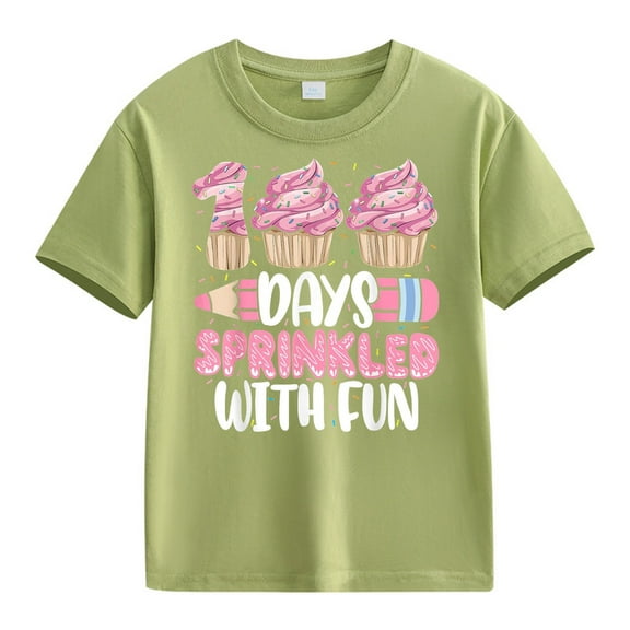 KAUOD Girls 100 Days of School Shirt for Boys Girls Kids Cute Funny Graphic Tees Kindergarten Tee Student Top