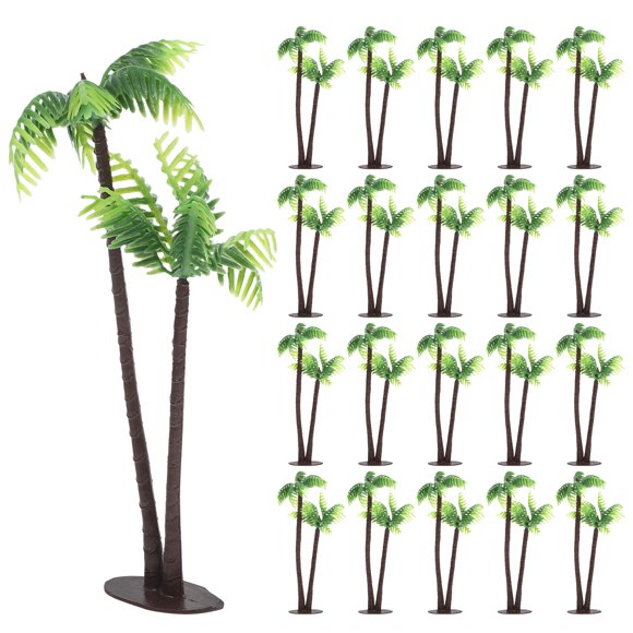 CIMAXIC coconut palm model 36pcs Simulation Mini Coconut Tree Plastic Coconut Palm Decor Layout Props Microlandscape Figurine for Aquarium Photograph (Green),5.04"X1.34"X1.34"