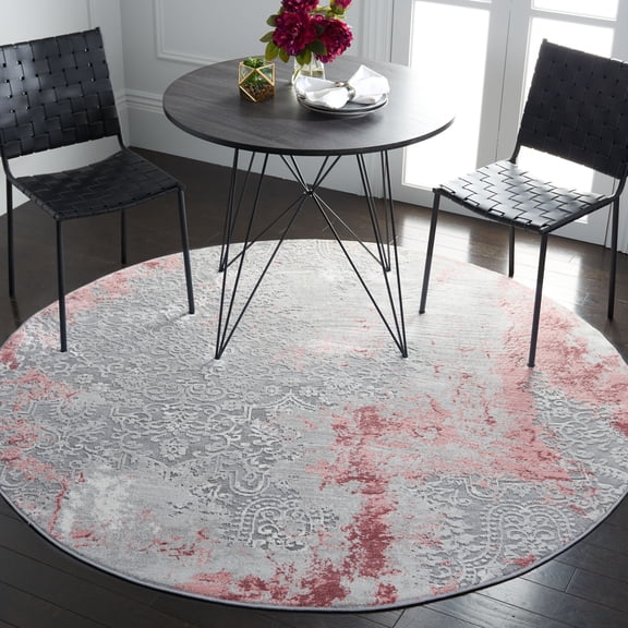 Safavieh Meadow Derbhile Medallion Area Rug, Light Gray/Pink, 5' x 5' Round