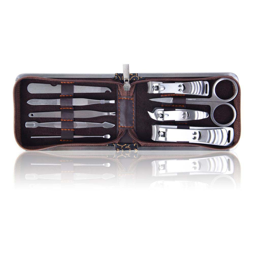 SHANY 9 1 Manicure/Pedicure Kit Gold/Brown Case - Stainless Steel - Opening Night - Walmart.com