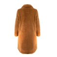 thumbnail image 3 of Kixjoy Long Sherpa Jacket Women Oversized Lapel Long Sleeve Open Front Coat Faux Fur Plain Fuzzy Cardigan Warm Casual Fall Cardigan for Women, Camel S, 3 of 7
