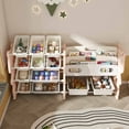 thumbnail image 5 of MONTARY Kids Toy Storage Organizer with 2 Tier Bookshelf and 12 Toy Bins, Pink, 5 of 9