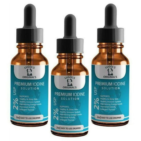 2% Lugols Iodine Solution Drops Thyroid Support Supplement 2oz
