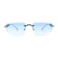 thumbnail image 3 of Bevel Lens Rimless Hustler Retro Gangster Rapper Rectangle Luxury Sunglasses Silver - Blue, 3 of 8