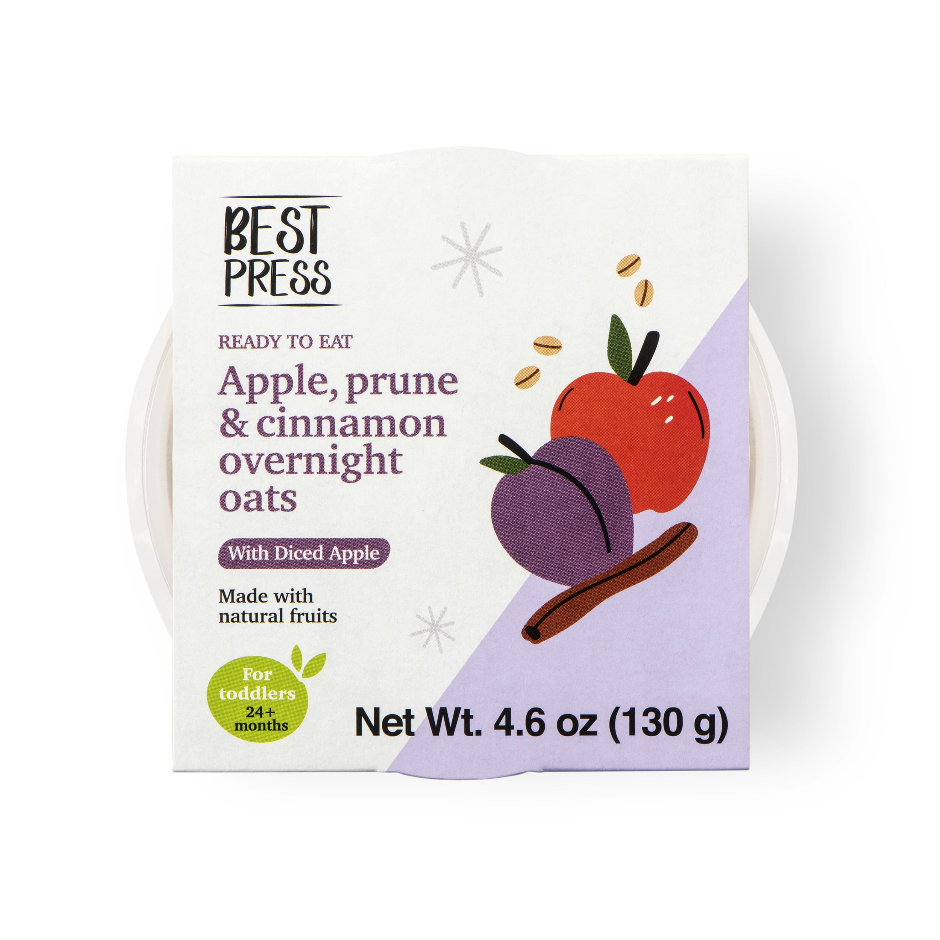 Best Press, Fresh Baby Food, Banana, Apple, Prune, Oats and Cinnamon, For Toddlers 24 Months Plus, 4.6 oz Tub
