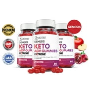 (3 Pack) Genesis Keto Extreme ACV Gummies 2000mg Dietary Supplement 180 Gummys