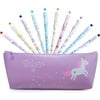 YANSION Unicorn Pencil Case Cute Flamingo Pens Set 10Pcs Ballpoint Pens for Party Office School Gift Writing Office Supplies, Purple