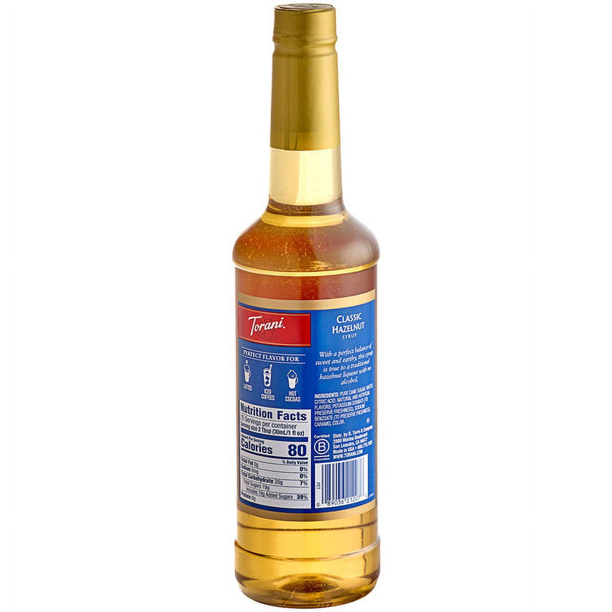 Torani Classic Hazelnut Syrup, 25.4 oz (750 mL) + Gold Syrup Pump