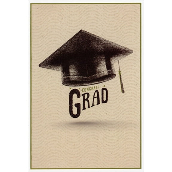 Pictura Retro Drawn Black Grad Cap Graduation Congratulations Card