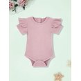 thumbnail image 3 of Newborn Baby Girl Clothes Jumpsuit Shorts Suit Flower Summer Clothes Cute Baby Clothes Girl Ruffle Fish Suit top + Plaid Shorts + Hair Band 3pcs Set 3-6 Months, 3 of 7