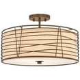 thumbnail image 5 of Franklin Iron Works Marlowe 18" Modern Semi Flush-Mount Ceiling Light Fixture Kitchen Foyer Drum Brown Bronze Finish Metal, 5 of 8