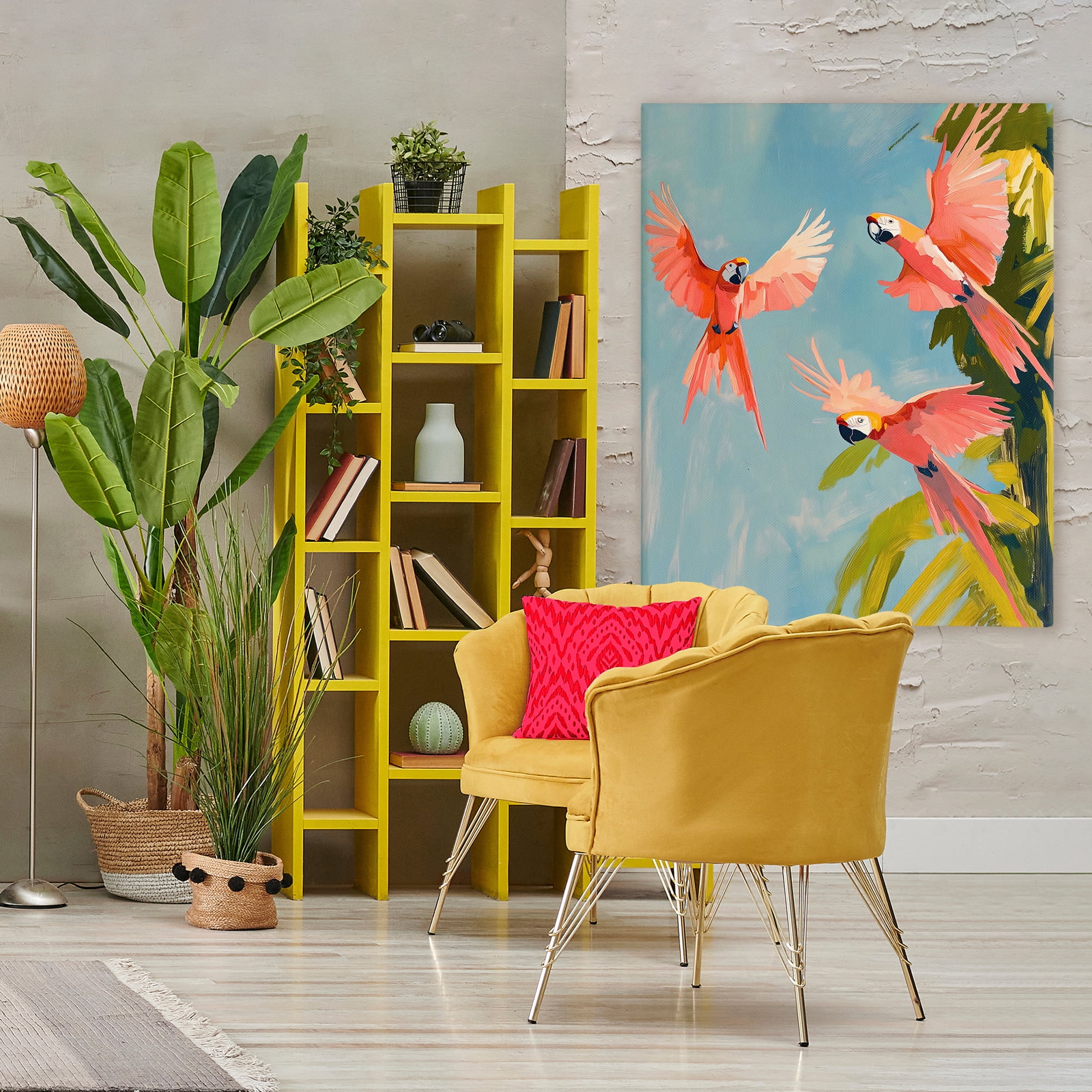 Stupell Industries Botanical Parrots in Flight Canvas Wall Art, design by The Prints Vibe