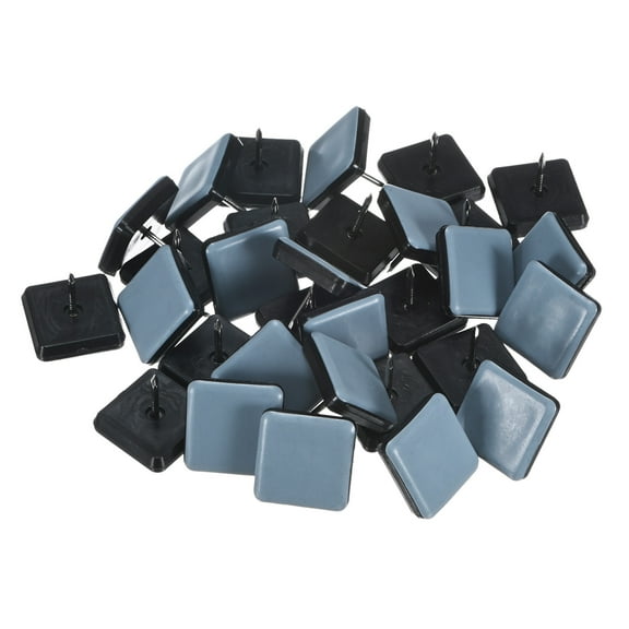 Uxcell 32-Pack Nail on Furniture Sliders, 1 x 1" (25mm) Chair Sliders Glides Square Pads for Furniture Movers Leg Floor Protectors [Grey]