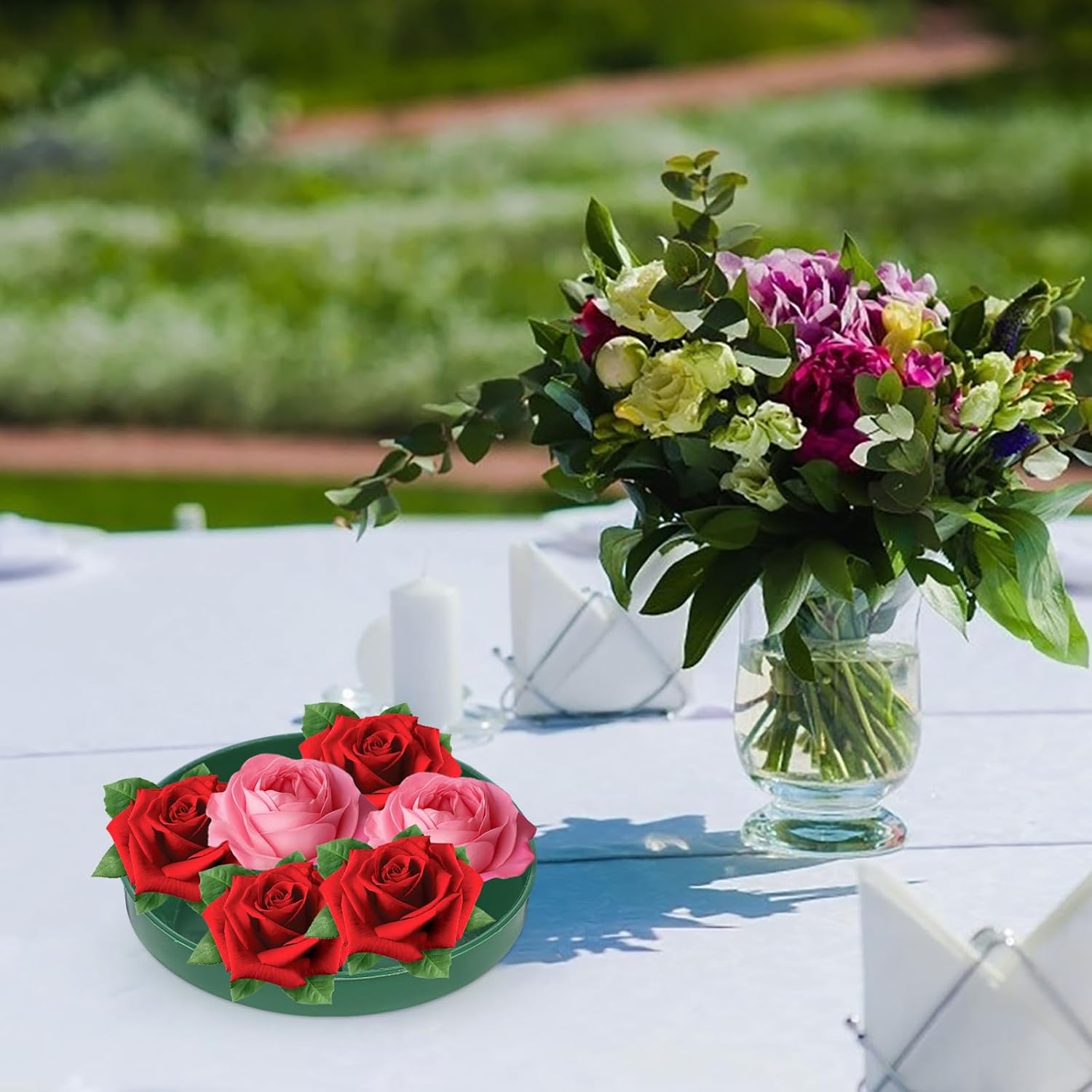 ABPETE 10pcs Floral Foam Bowls, Arrangements Centerpiece Foam Tray Florist Supplies for Party Wedding Fresh Artificial Flowers