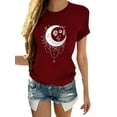 thumbnail image 1 of Daeful T-Shirt Femme Tops d'Été Manches Courtes Décontracté Tee Bordeaux m, 1 of 2