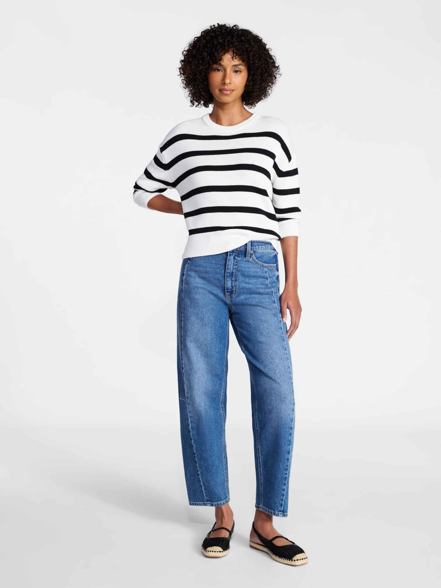 Time and Tru Women's and Women‘s Plus Easy Crew Pullover, Sizes XS-XXXL
