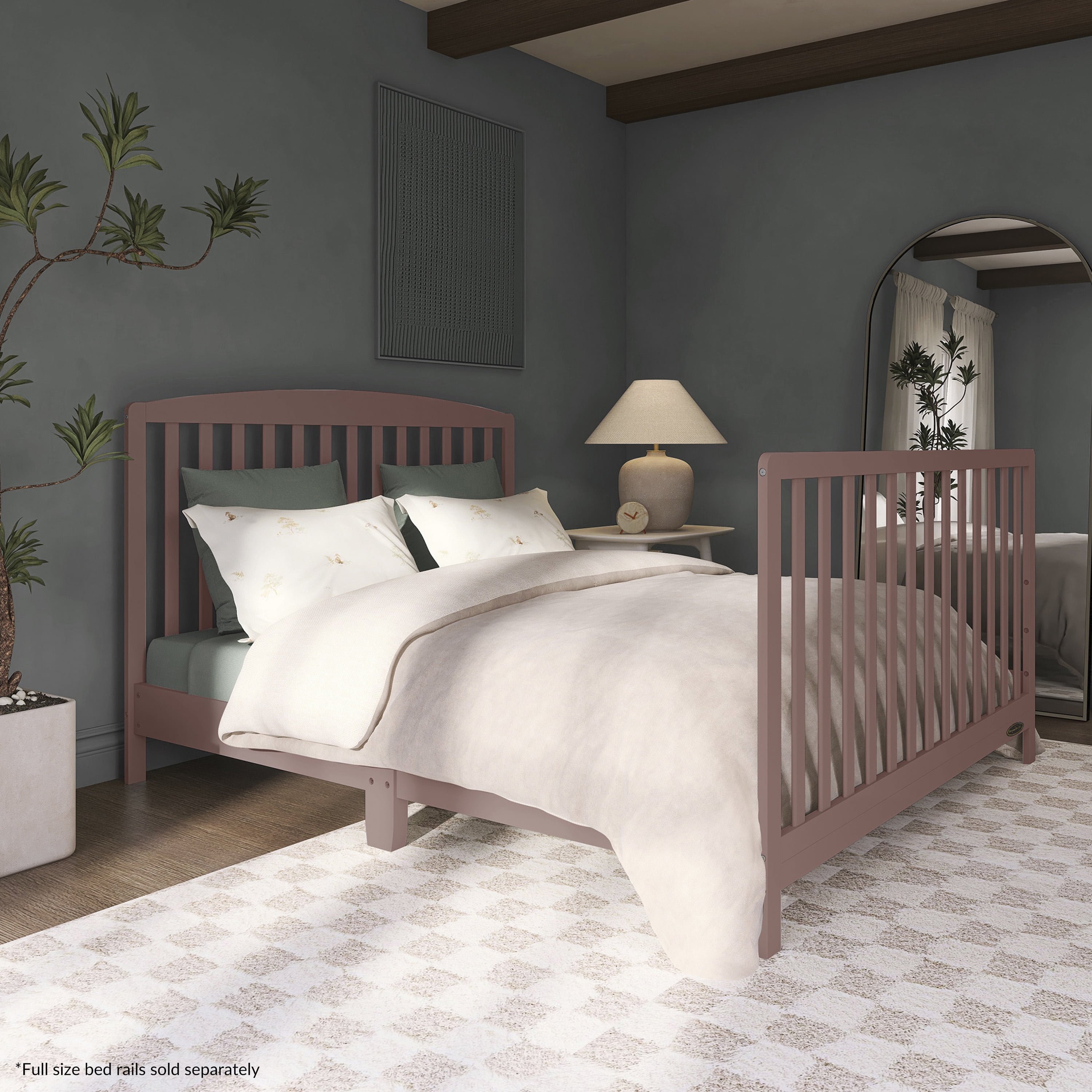 Dream On Me Odelle 5-in-1 Convertible Crib, Converts from Baby Crib to Toddler Bed, Day Bed, Kids Bed and Full Size Bed, Three Adjustable Mattress Height Positions, Baltic Amber