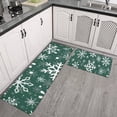 thumbnail image 2 of Green Christmas Snowflake Pattern Kitchen Rugs Sets Of 2,Anti Fatigue Kitchen Mat Rugs Non Slip Washable,Decorative Kitchen Floor Mats for Kitchen,Sink,Laundry,17"x30"+17"x47", 2 of 7