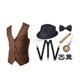 thumbnail image 3 of Conjunto de accesorios para disfraz de Halloween para adultos, chaleco Steampunk, chaleco de gánster, reloj de bolsillo, disfraz de Gatsby para hombre de los años 20, barba y disfraces, 3 of 5