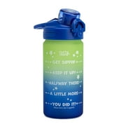 Tasty 16 oz Blue and Green Ombre Plastic Water Bottle with Wide Mouth and Flip-Top Lid