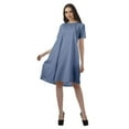 thumbnail image 4 of Moomaya Robes à Manches Courtes pour Femmes, Encolure Dégagée, Robes Unies avec Poches, 4 of 6