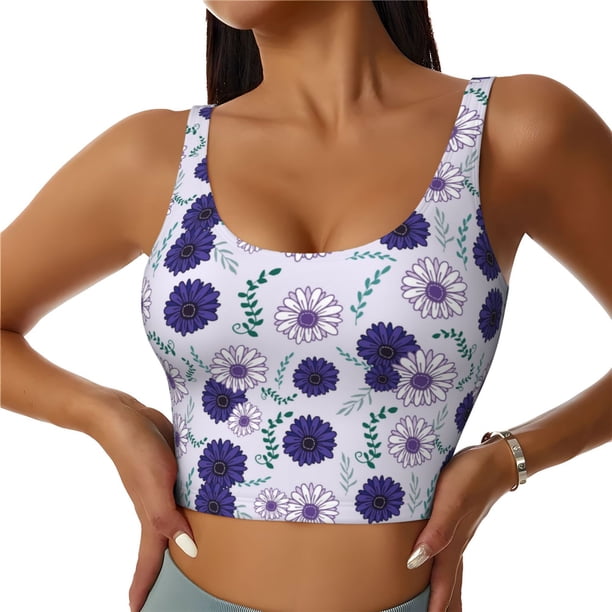 Balery Daisies Flowers Sujetadores deportivos con espalda cruzada para mujer, acolchados, sin costuras, de alto impacto, ideales para yoga, gimnasio, entrenamiento y fitness.-XX-Large
