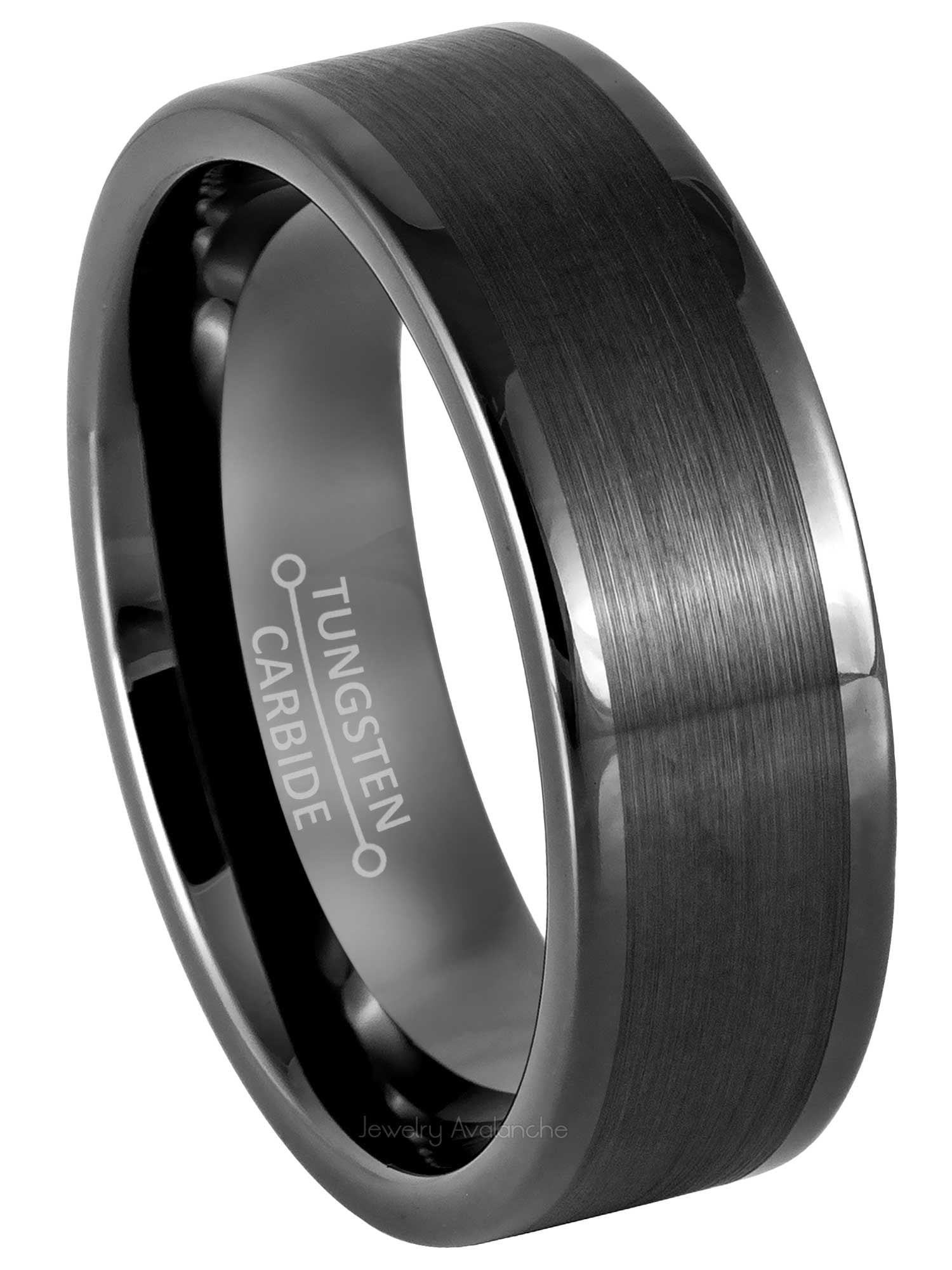 Gunmetal Pipe Cut Tungsten Ring Men's Dark Gray Tungsten Carbide