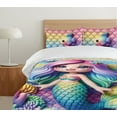 thumbnail image 4 of Ambesonne Mermaid Duvet Cover Set, Little Fish and Tail Scale, Queen, Turquoise and Multicolor, 4 of 4