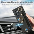 thumbnail image 6 of ELEHOLD Back Wallet Case for Samsung Galaxy S21 Ultra Premium PU Leather Credit Card Slots Strong Magnetic Compatible with Magnetic Car Mount Holder Finger Ring Holder Stand Drop Protection Case,black, 6 of 8