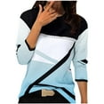 thumbnail image 2 of Feancey Deal of The Day Prime Today Womens Color Block T Shirt Lightweight Casual Long Sleeve Round Neck Tunic Tops Trendy Geometric Patchwork Blouse Soft Tee Shirts Light Blue XXL, 2 of 3