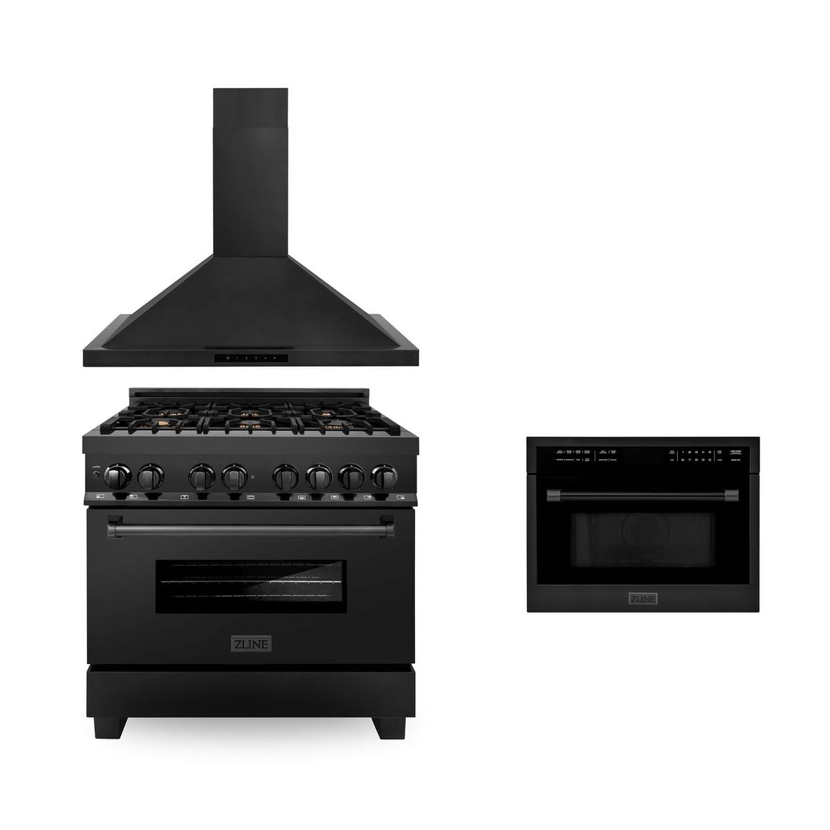ZLINE 36" Kitchen Package with Black Stainless Steel Dual Fuel Range