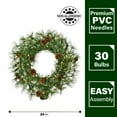 thumbnail image 3 of Fraser Hill Farm 24-in Wreath with Pinecones and Warm White LED Lights, FF007CHWR-024-5GR, 3 of 7