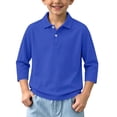 thumbnail image 2 of Sentuca Boys Polo Shirts 3/4 Sleeve Solid Color School Uniform Shirts Turn Down Collar Back to School Teen Top Size 14-15Y Blue, 2 of 8