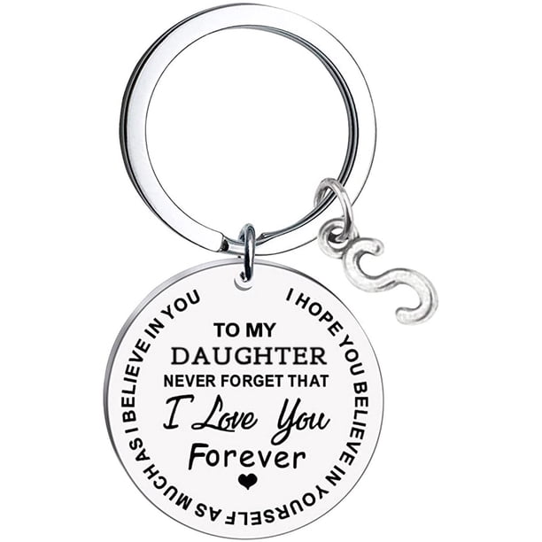 Llaveros para mujer, llavero de billetera, llavero de auto, llavero lindo para mi hija, llavero de acero inoxidable con mensaje inicial, apellido, 26 letras, llavero familiar inspirador, llavero con l