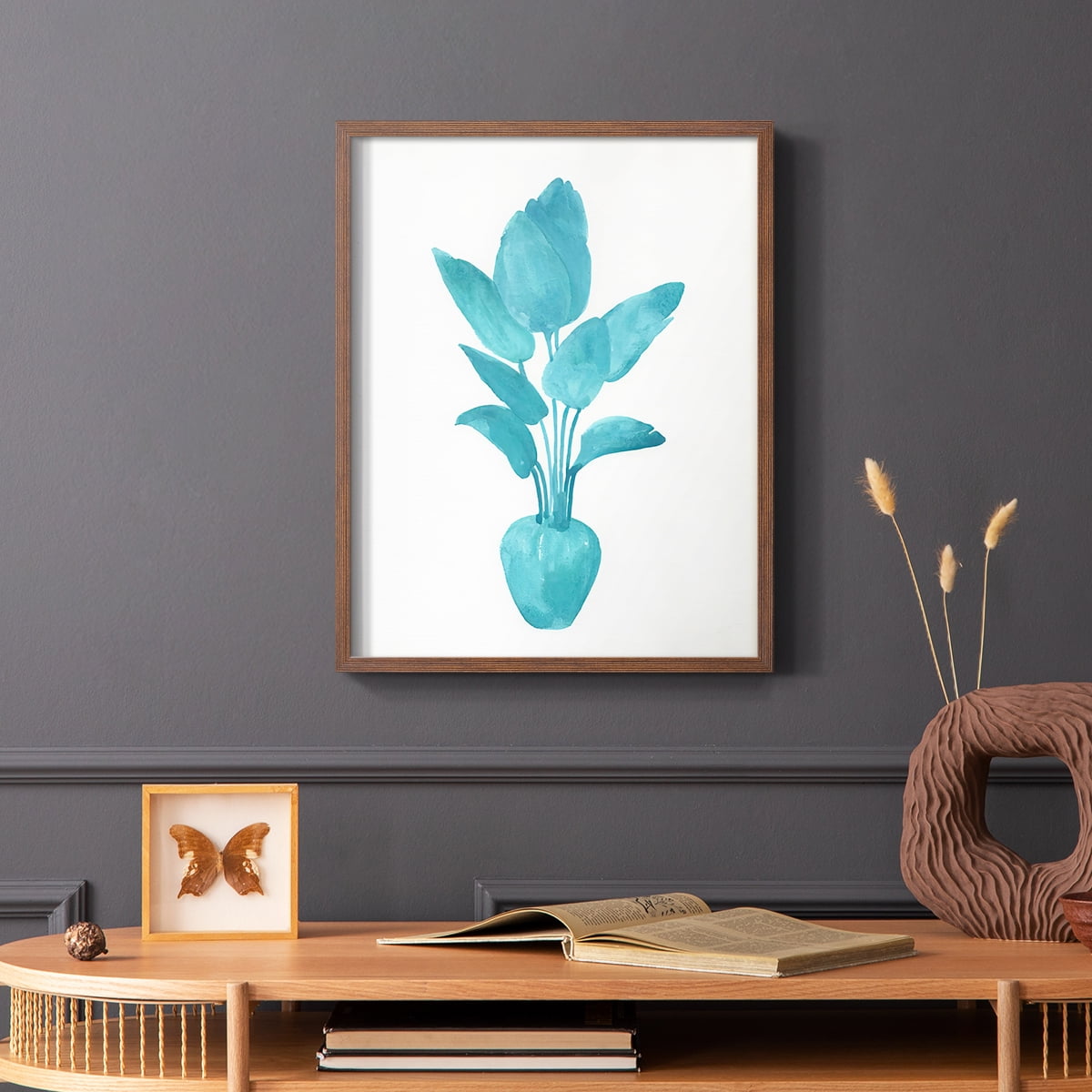 Watercolor House Plant II Framed Print in Brown Solid Wood 8 x 10 Framed Print