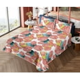 thumbnail image 4 of Ambesonne Autumn Themed Fitted & Flat Sheet with Shams 4 Pcs Set, Pastel Bird Feathers, Queen, Apple Green Dark Coral, 4 of 5