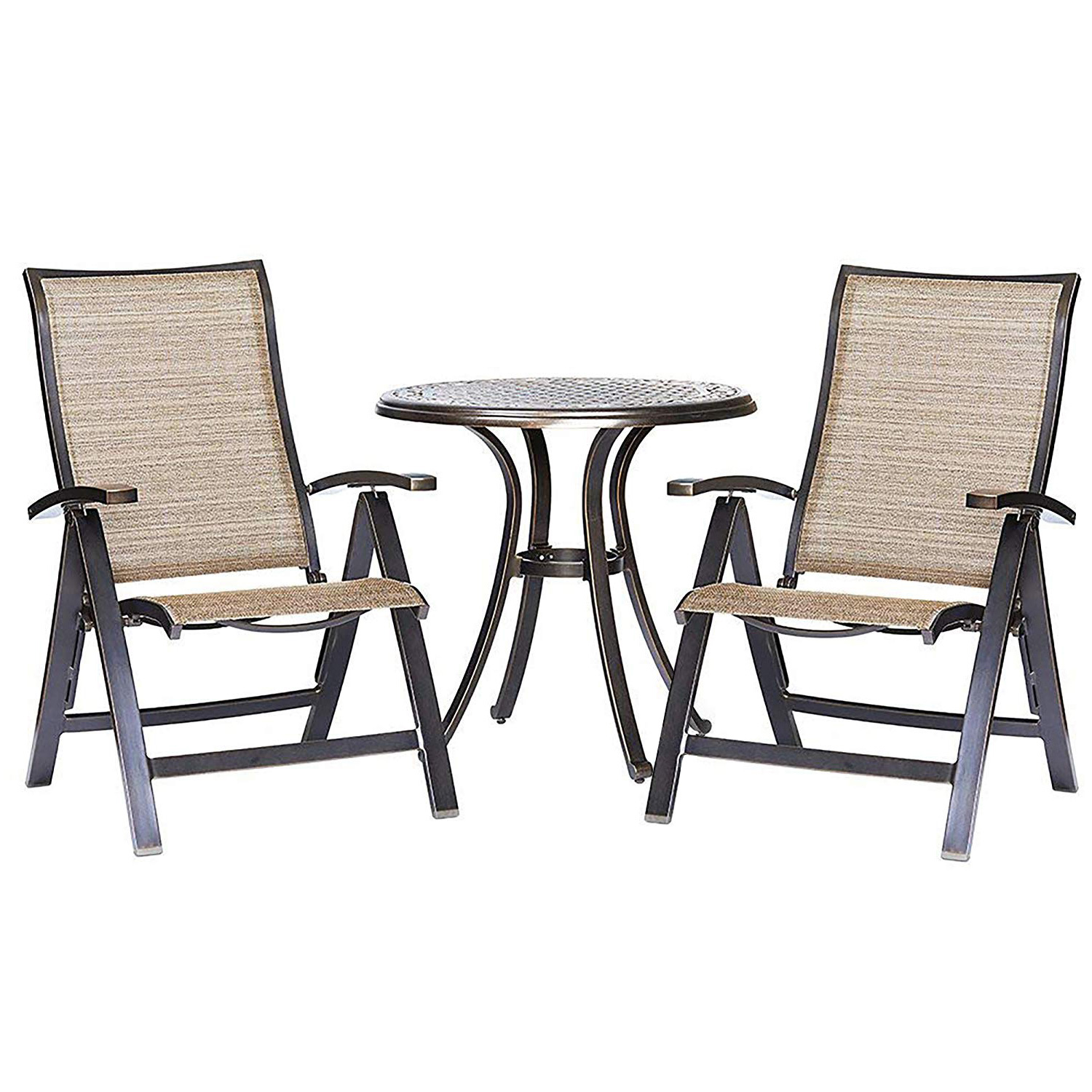 3 Piece Bistro Table Chairs Set, Outdoor Dining Table Folding Chairs