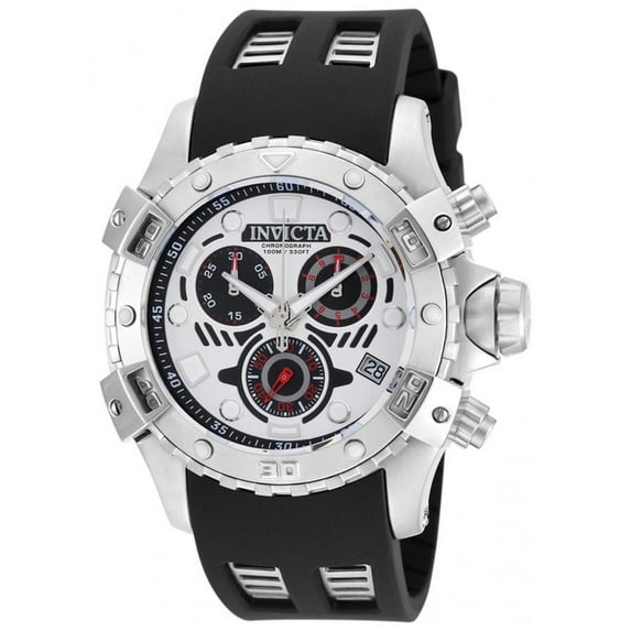 Invicta Men's 18857 Specialty Silver Dial Black Rubber Strap Chronograph Watch