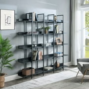 OneHome 5 Tier Bookcase Industrial Open Bookshelves Display Shelf Storage Organizer for Home Office