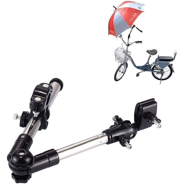 Soporte universal plegable para barra de paraguas de bicicleta - Soporte de paraguas para silla de ruedas Conector de manija de abrazadera Soporte de paraguas ajustable para silla de paseo