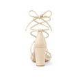 thumbnail image 4 of BLISSFUL STEP Mother's Day Women's Shoes Open Toe Lace Up Block Heel Strappy Heels Beige 11, 4 of 8