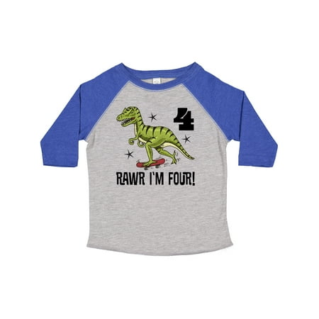 

Inktastic 4th Birthday Party Dinosaur 4 Year Old Gift Toddler Boy Girl T-Shirt