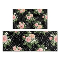 Pioneer Flower Floral Print Pattern Kitchen Rugs Sets Of 2,Anti Fatigue Kitchen Mat Rugs Non Slip Washable,Decorative Kitchen Floor Mats for Kitchen,Sink,Laundry,17"x30" 17"x47"