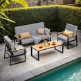 thumbnail image 4 of Asofer 4-PCS Patio Furniture Set on Sale, Outdoor Conversation Set with Cushion & Wooden Handle for lawn, Yard, Poolside,, 4 of 8